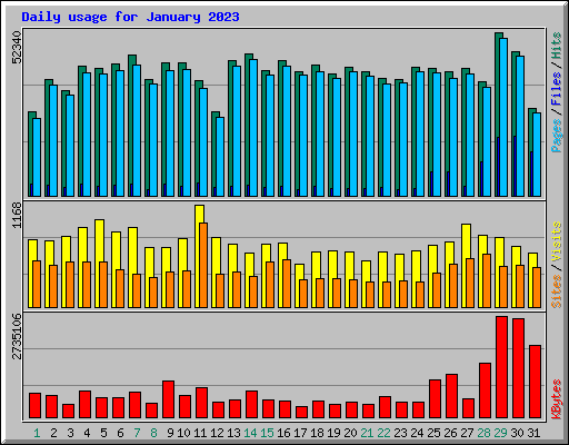 Daily usage for January 2023