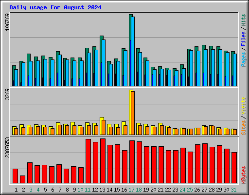 Daily usage for August 2024