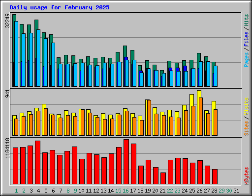 Daily usage for February 2025